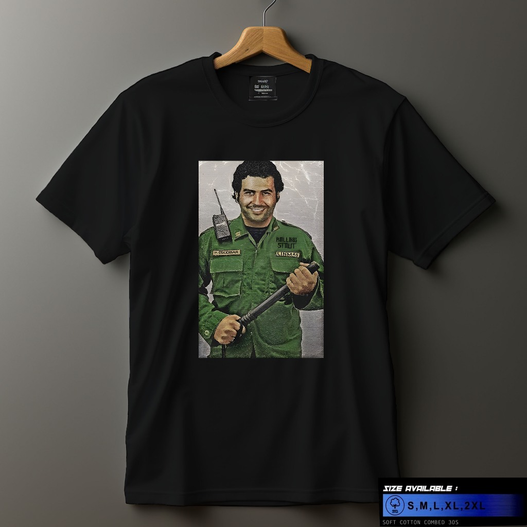 PABLO ESCOBAR LINMAS เสื้อยืดพรีเมี่ยม pablo escobar เสื้อยืด tokoh เสื้อยืด oversize rock เสื้อยืดโ