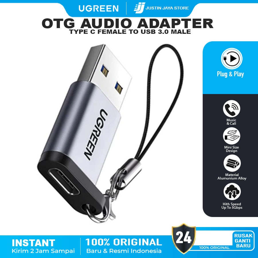 UGREEN อะแดปเตอร์ OTG USB Type C Female เป็น USB A 3.0 Male Max 5Gbps 50533