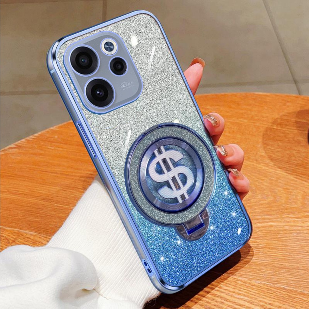 เคสนิ่ม Oppo Reno 15/15F 5G Glitter Dollar Ring Stand รองรับมือถือชาร์จไร้สาย