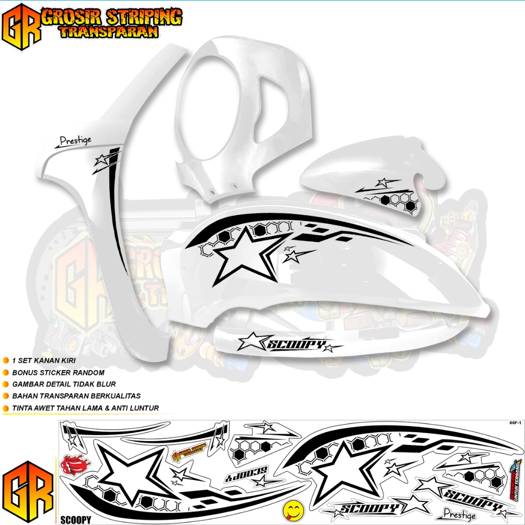 TRANSPARENT STRIPING SCOOPY ใหม่ 2021-2024 | ฮอนด้า ตัก |พรีเมี่ยมคุณภาพชัดเจน |รหัสใหม่ 00F STAR MOTIF