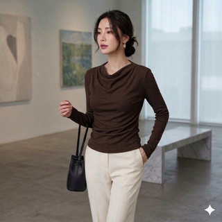 APRIL TOP | Atasan Knit Wanita Korean Top Baju Knit Wanita Lengan Panjang Basic Long Sleeve