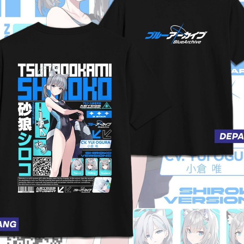 SHIROKO BLUE ARCHIVE SWIMSUIT DB BLUE ARCHIVE SUNAOOKAMI SHIROKO SWIMSUIT Unisex อะนิเมะเกมเสื้อยืดส