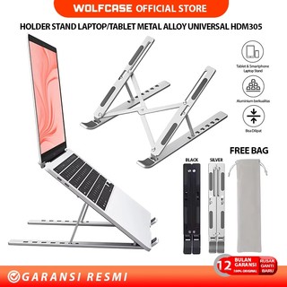 WOLFCASE HDM305 Metal Full Holder Dudukan Laptop Foldable Laptop Stand Tablet Stand Holder Lipat Notebook Stand Portable Multifungsi