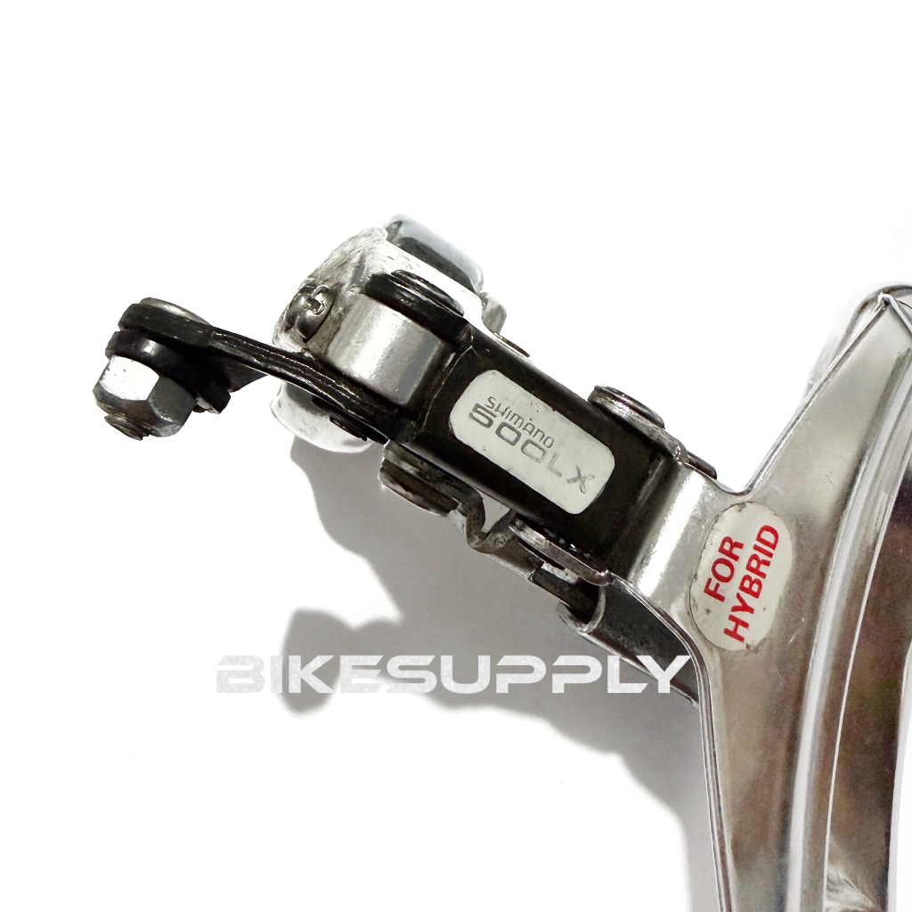 FD สับจานหน้า Shimano ยี่ห้อจักรยาน 500LX M202C ผ่านญี่ปุ่น Vintage Old School ใหม่ Old Stock NOS ด้านล่างดึงลงดึง 3 เส้นผ่านศูนย์กลางความเร็ว Clamp 28.6 มม.