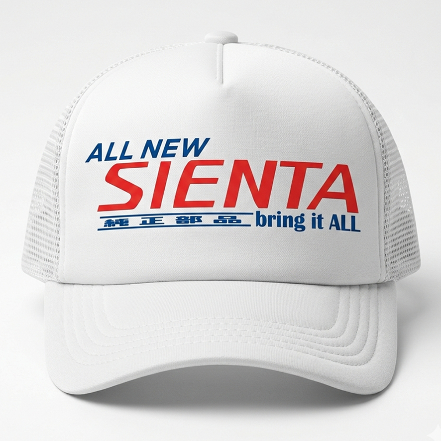 SIENTA - หมวก Trucker สกรีนลายสําหรับผู้ใหญ่ Unisex - หมวกตาข่ายสามารถปรับแต่งโลโก้แต่ละชิ้นได้