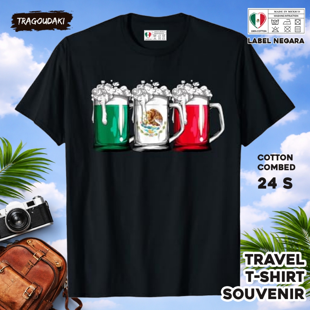 MEXICO ของที่ระลึก T-SHIRT MEXICO 17 Tag ของที่ระลึก เสื้อเชิ้ตทําจากผ้าฝ้ายหวี 24s
