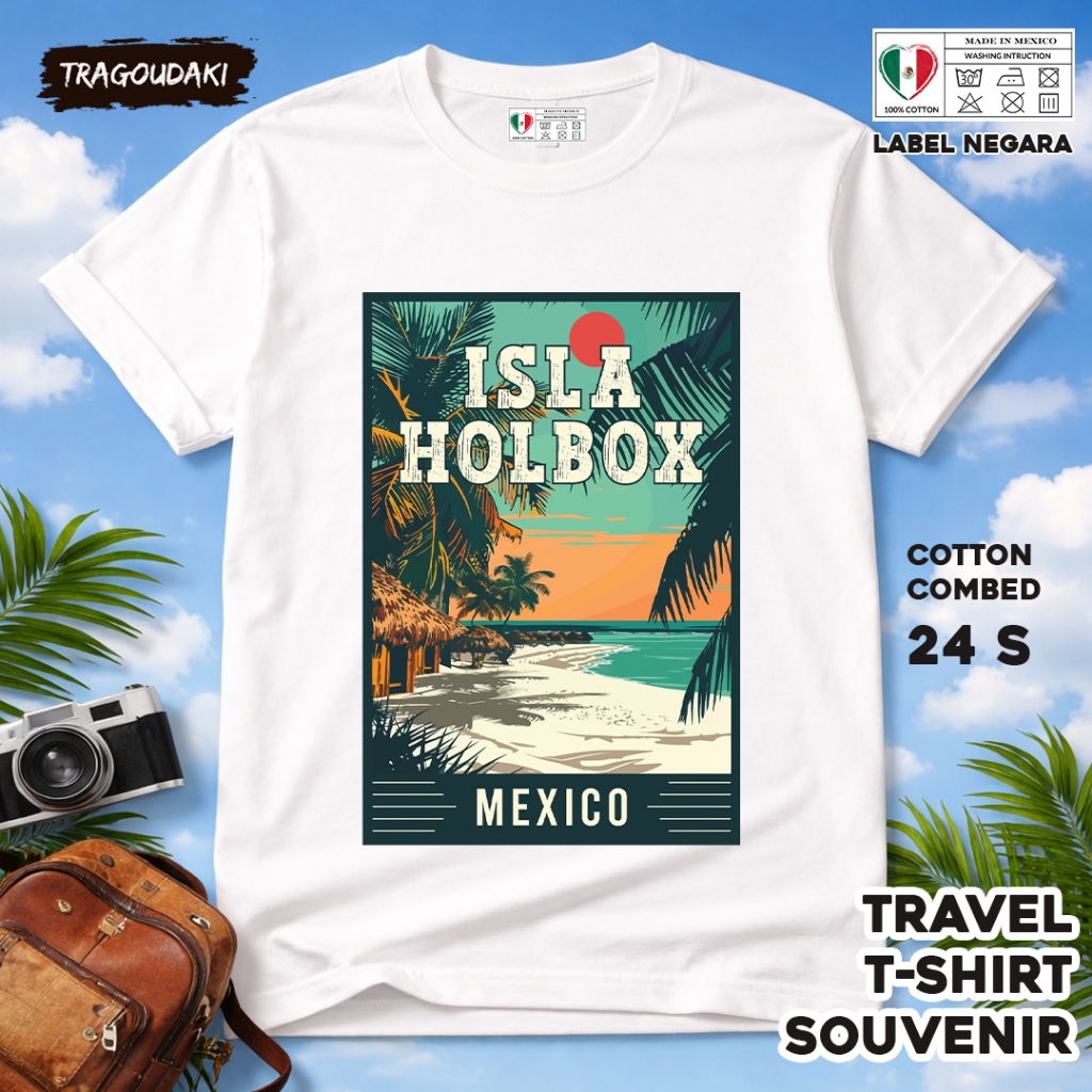 MEXICO ของที่ระลึก T-SHIRT MEXICO 23 ของที่ระลึก Tag เสื้อทําจากผ้าฝ้ายหวี 24s