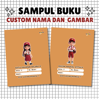 Sampul Buku Coklat Custom Nama - Sampul Coklat Anak SD