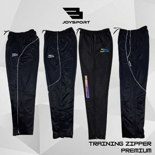 Celana Training Panjang Olah Raga Saku Resleting Waterproof Bahan Bekualitas Pria Wanita Premium