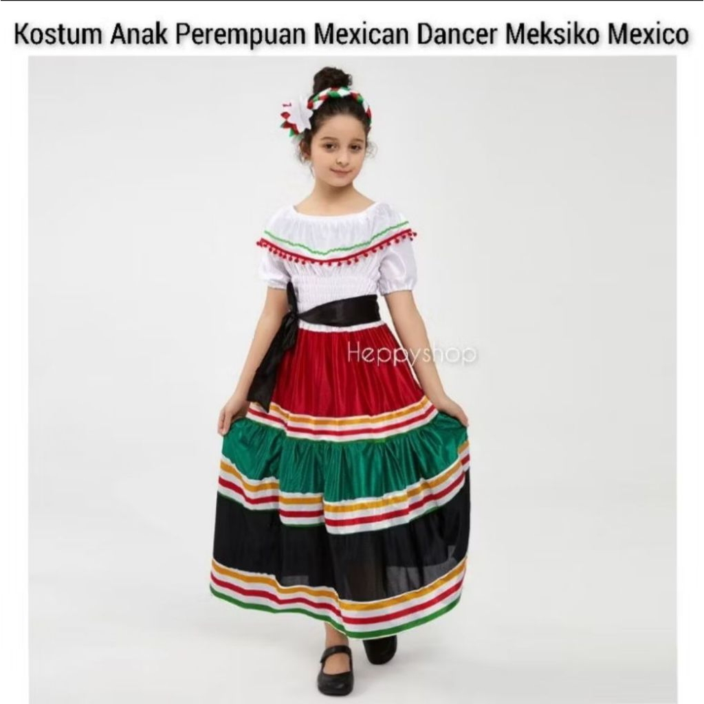 ลูกมูลโย MEXICO COSTUME สําหรับ GIRLS/MEXICO TRADITIONAL COSTUME