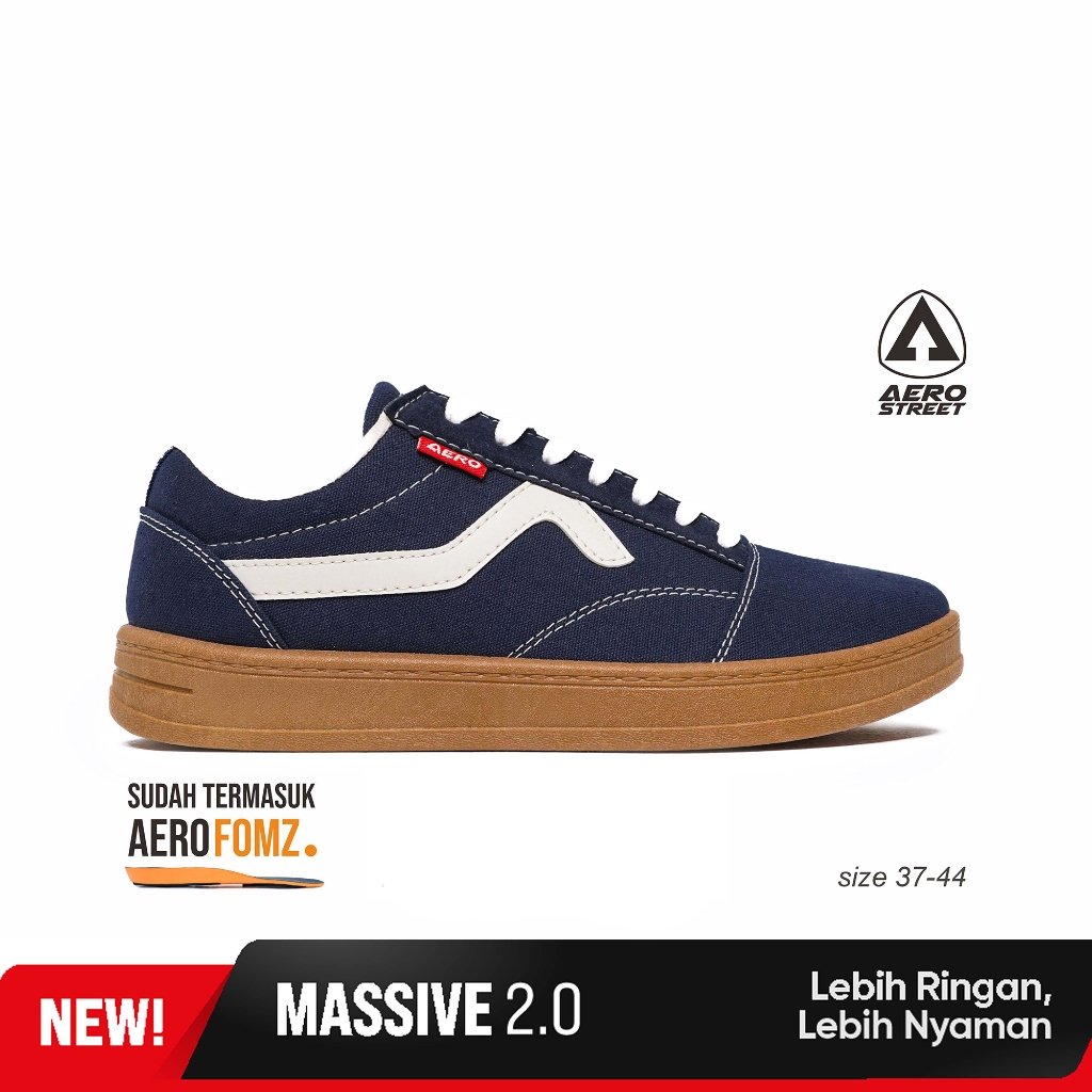 Aerostreet 37-44 Massive Low 2.0 Dark Blue Gum - รองเท้าผ้าใบลําลอง