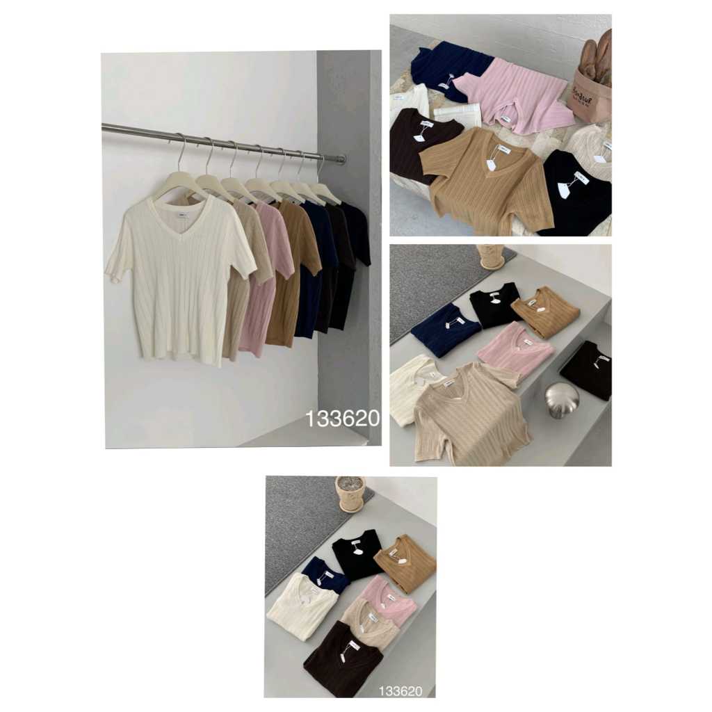 BLIORI TOP 133620 ONE K K K KNIT พรีเมี่ยม | เสื้อถักไหมพรมงานพรีเมี่ยม | PLAIN KNITTING | V-NECK KN