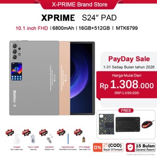 [Free Mouse Keyboard]] COD Garansi 1 Tahun Tablet X-PRIME Tablet Android PC4-S24 10.1 inci (16GB + 512GB) Android 13 6800 mAh Dual Sim Card tab  Terjangkau tablet wifi slot sim card Kerja & Hiburan kids tablet Gras stylus earphone CASE wps office