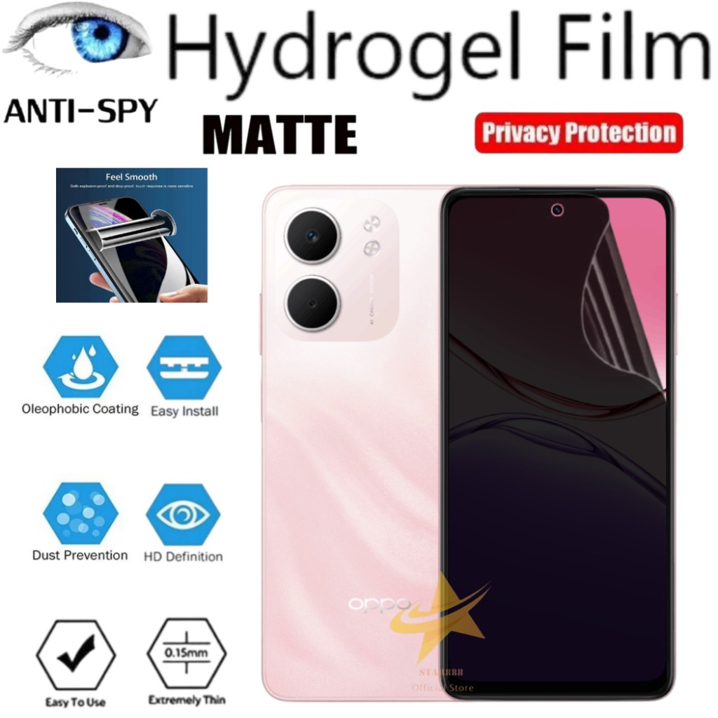 ฟิล์มกันรอย Spy Matte Hydrogel ฟิล์มกันรอยหน้าจอความเป็นส่วนตัว OPPO A5 A5i A5i PRO A5X