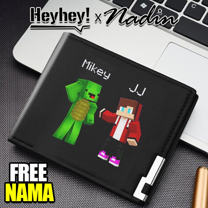 กระเป๋าสตางค์หนังนําเข้าสําหรับ CHILDREN & ADULTS WITH JJ MIKEY MAIZEN MINECRAFT MOTIF ฟรีพิมพ์ชื่อ