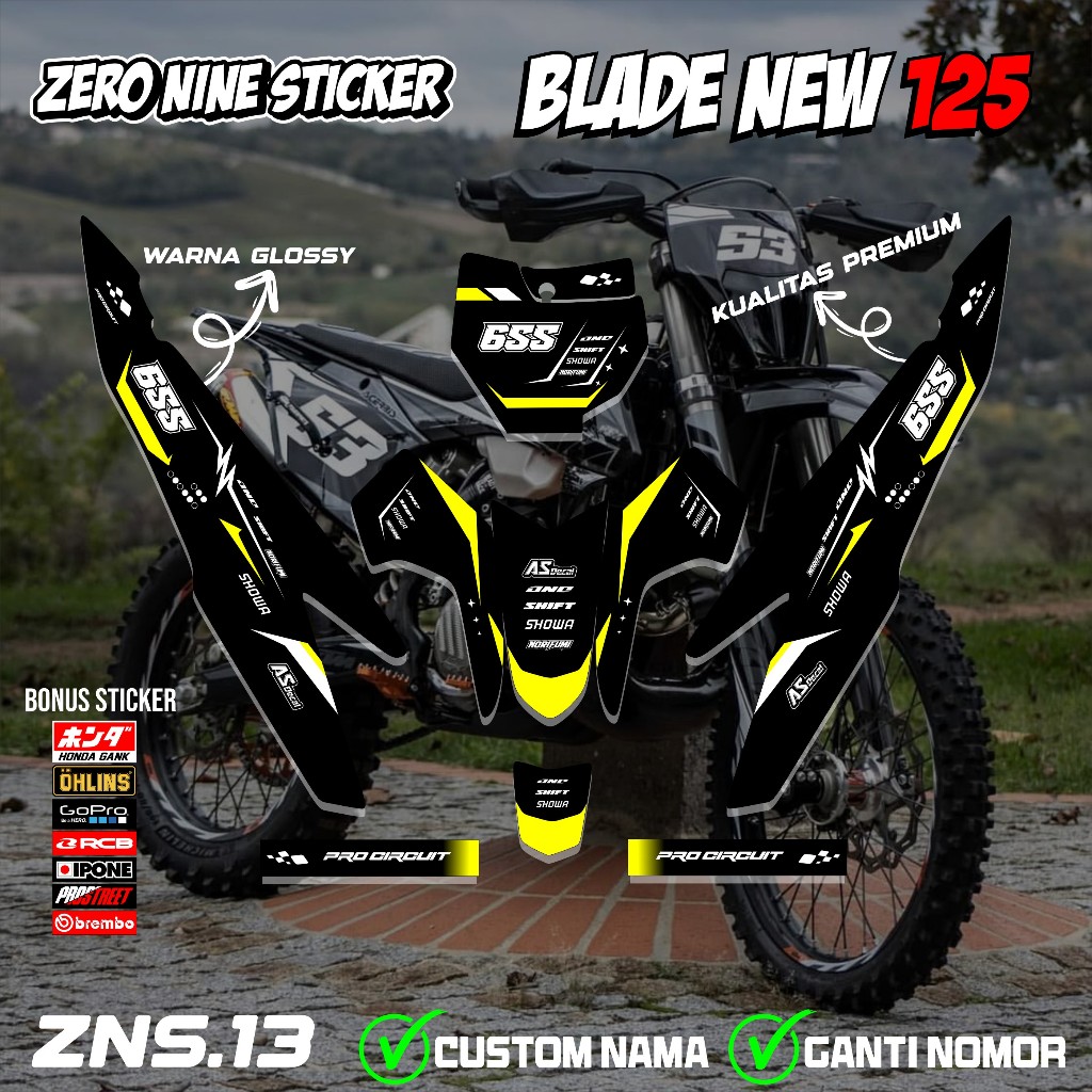 สติ๊กเกอร์ RBT BLADE ใหม่ 125 มอเตอร์แบบกําหนดเอง RBT BEBEK MODIF YZ CRF KLX KX KTM RBT DESIGN ZNS.1