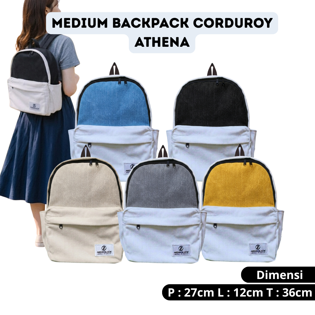 Corduroy Womens Backpack Minimalist Medium Size Womens Backpack Corduroy Kalcer HYDROLICK Bag - ATHE