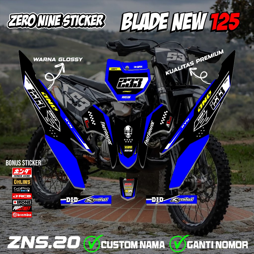 สติ๊กเกอร์ RBT BLADE ใหม่ 125 มอเตอร์ที่กําหนดเอง RBT BEBEK MODIF YZ CRF KLX KX KTM RBT DESIGN ZNS.2
