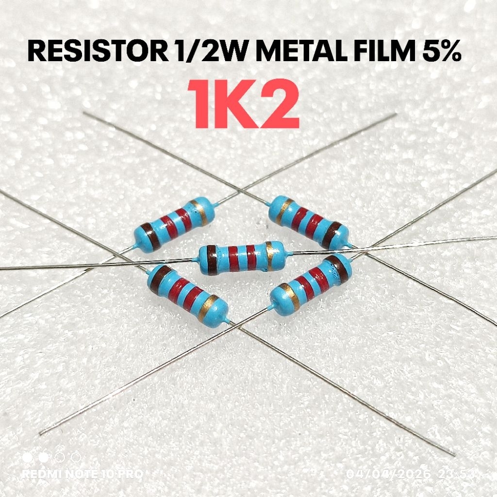 (10 ชิ้น) 1/2W 1/2W 1K2 1.2K KILO MF 5% ROHS RESISTORS