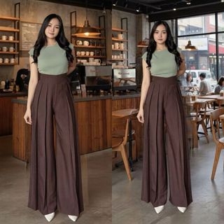 Laviie Pant Celana Kulot Palazzo Highwaist Wanita Fashion Muslim Casual