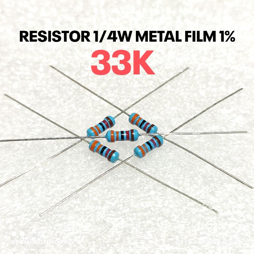 (10 ชิ้น) 1/4W 1/4WATT 33K 33K MF 1% ROHS RESISTOR