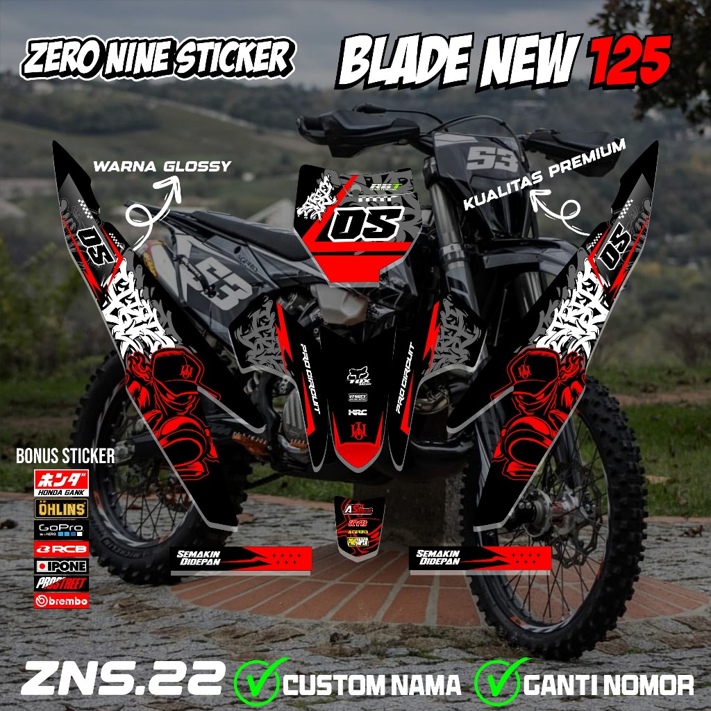 สติ๊กเกอร์ RBT BLADE ใหม่ 125 มอเตอร์แบบกําหนดเอง RBT BEBEK MODIF YZ CRF KLX KX KTM RBT DESIGN ZNS.2