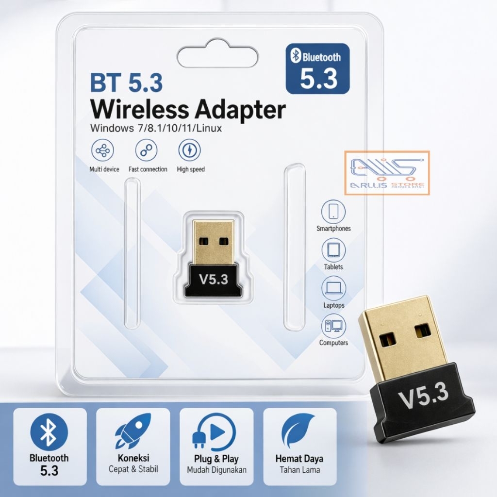 USB Bluetooth Dongle 5.3 อะแดปเตอร์ Dongle Mini – ตัวรับสัญญาณไร้สาย PC แล็ปท็อป Win 7/8/10/11/Linux
