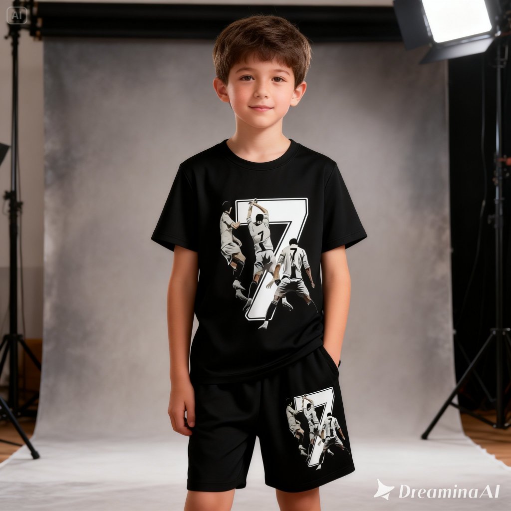 ชุดเด็กอายุ 2-13 ปี เสื้อพร้อมกางเกง cr7