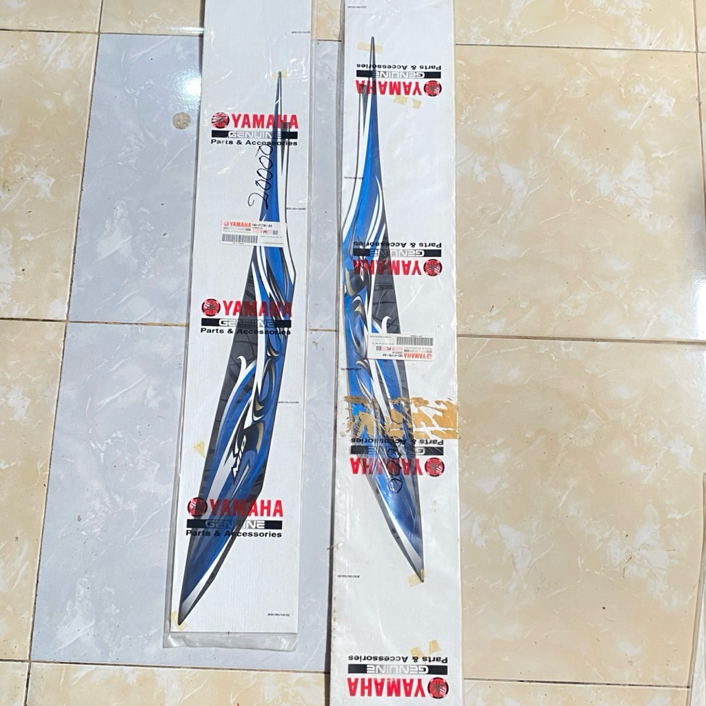สีน้ําเงินเดิม Yamaha Mio soul 2010 ตัวถังหลัง Striping สติกเกอร์ YGP 14D-F173E-A0 14D-F173F-A0