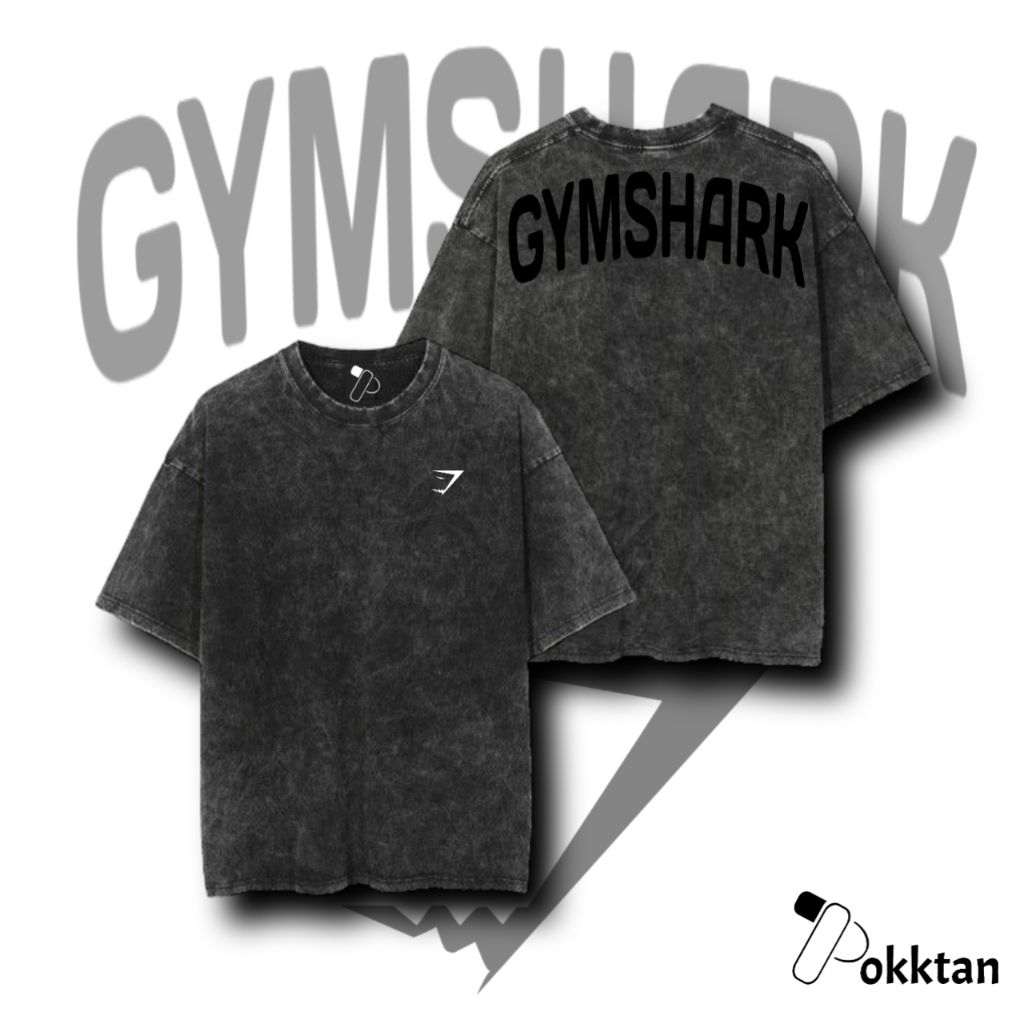 เสื้อยืด PokkTan GYMSHARK / เสื้อยืด Oversize ล้าง / GYMSHARK เสื้อยืดโอเวอร์ไซส์