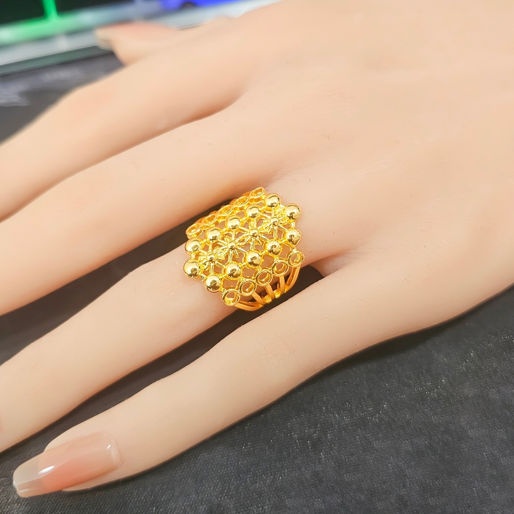 RATU ดูไบ Queen Yellow Gold 24 Gold PARIS แหวนธรรมดา