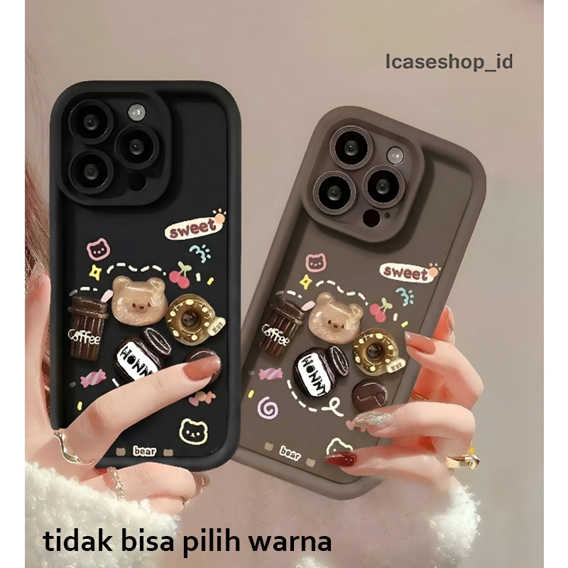 SS908 กรณีน่ารัก LITTLE 3D COFFEE BEAR สําหรับ OPPO F1S F11 RENO 4 4F 5 5F 6 7 7Z 8 8Z 8T 10 11F 12 