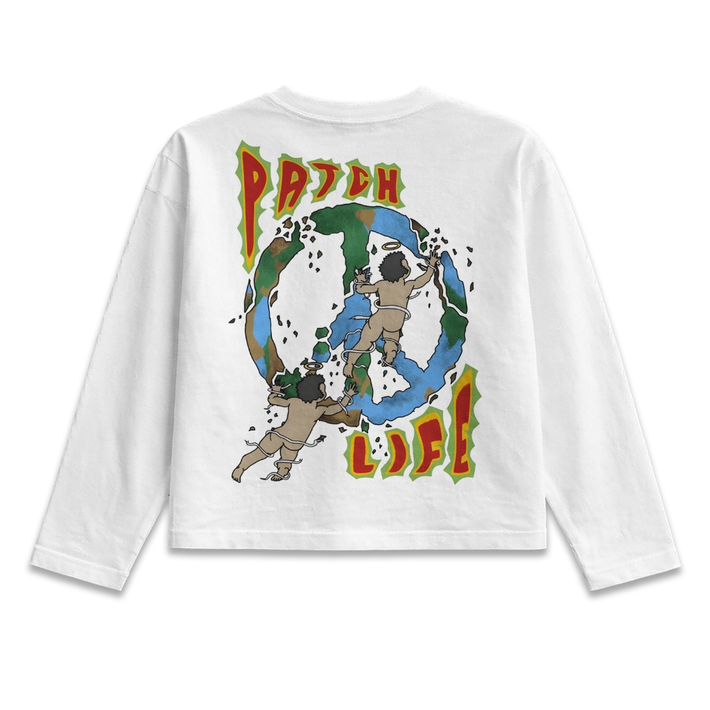Longsleeves PATCH LIFE Cotton Combed Unisex สีขาว - HK88