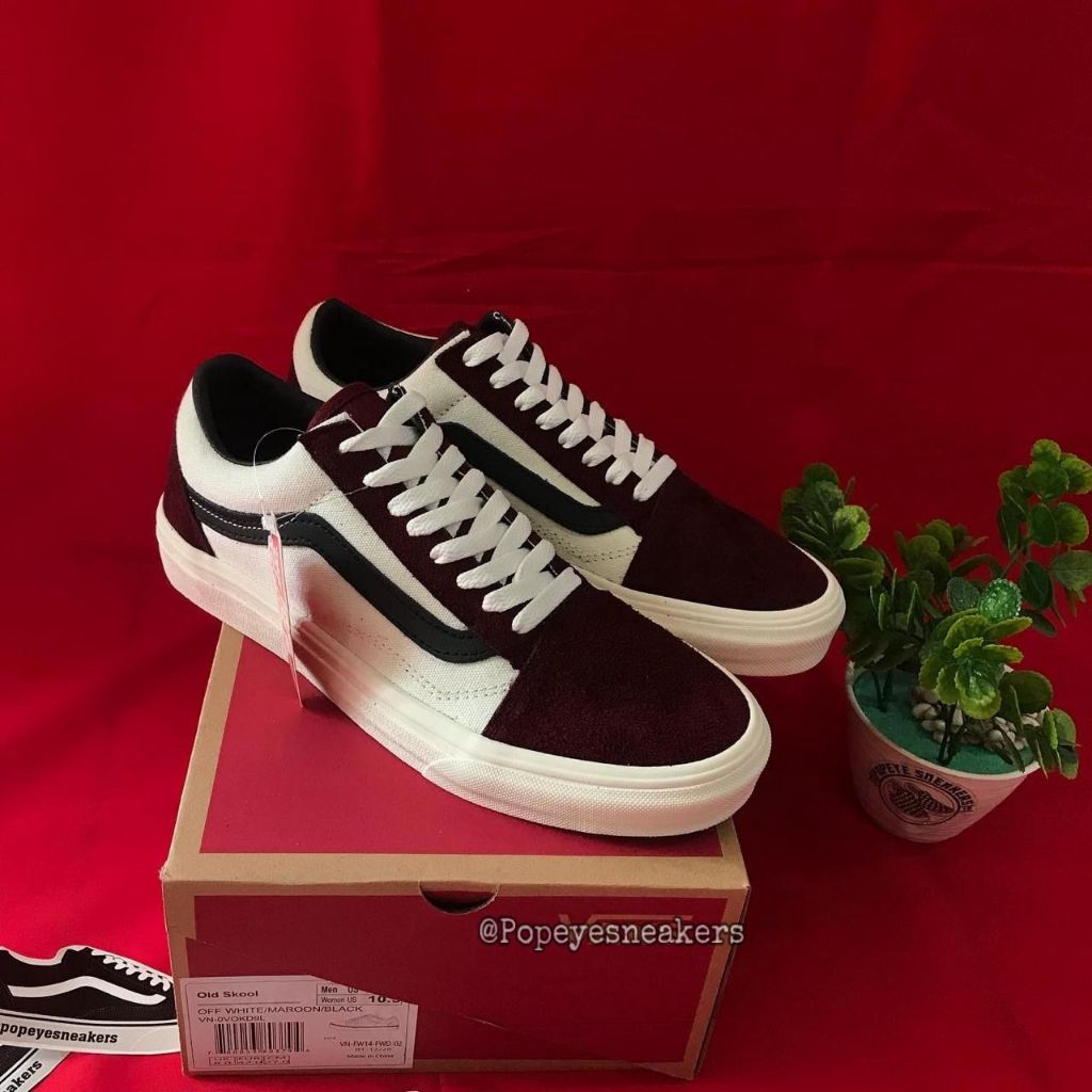 รองเท้า Oldskool Off White Maroon