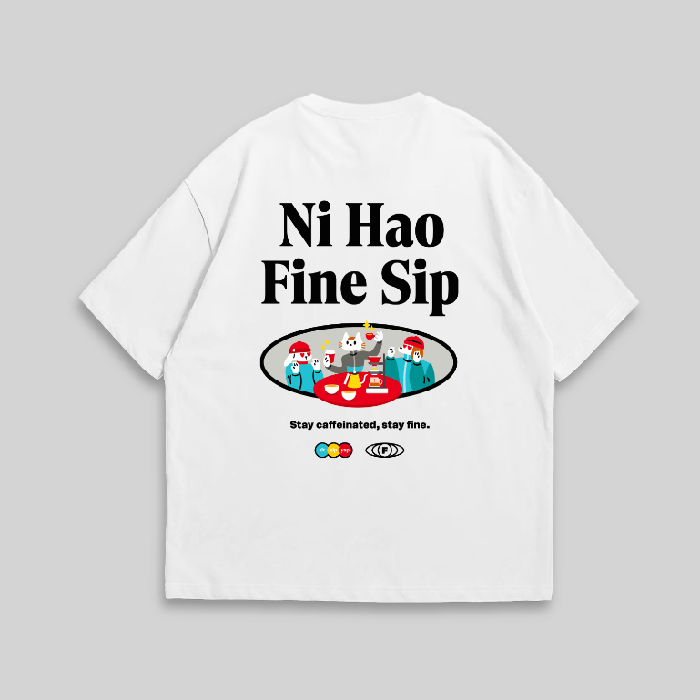 เสื้อยืด Ni Hao Fine Sip Oversize (สีขาว)