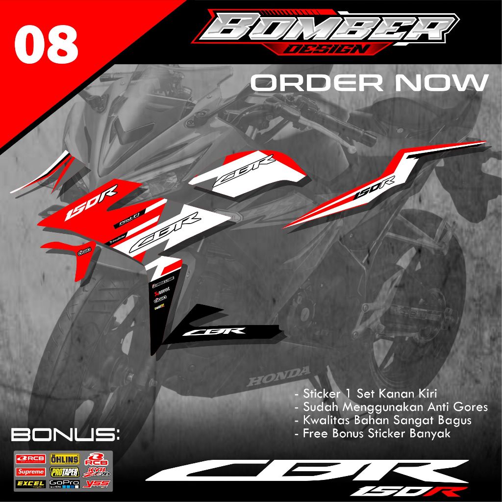 Striping CBR 150R Facelift 2016-2019 สติ๊กเกอร์ Cbr 150r Facelift BMB.08