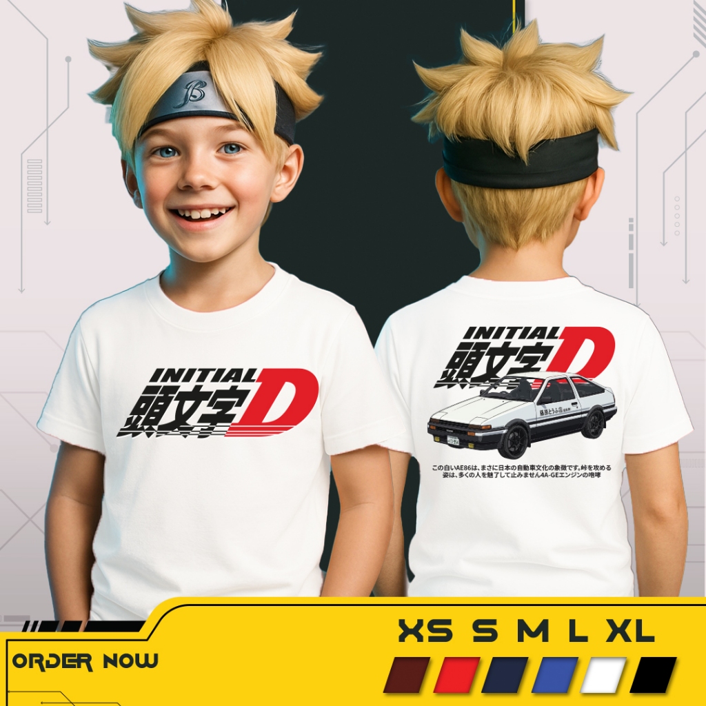 เสื้อยืดเด็ก Unisex พร้อมภาพรถ TOYOTA AE86 TRUENO INITIAL D