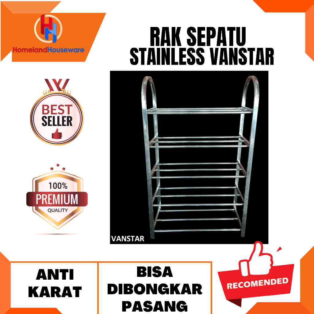 READY TO SHIP - READY MADIUN / VANSTAR STAINLESS SHOE RACK / VANSTAR 4-TIER และ 5-TIER SHOE RACK