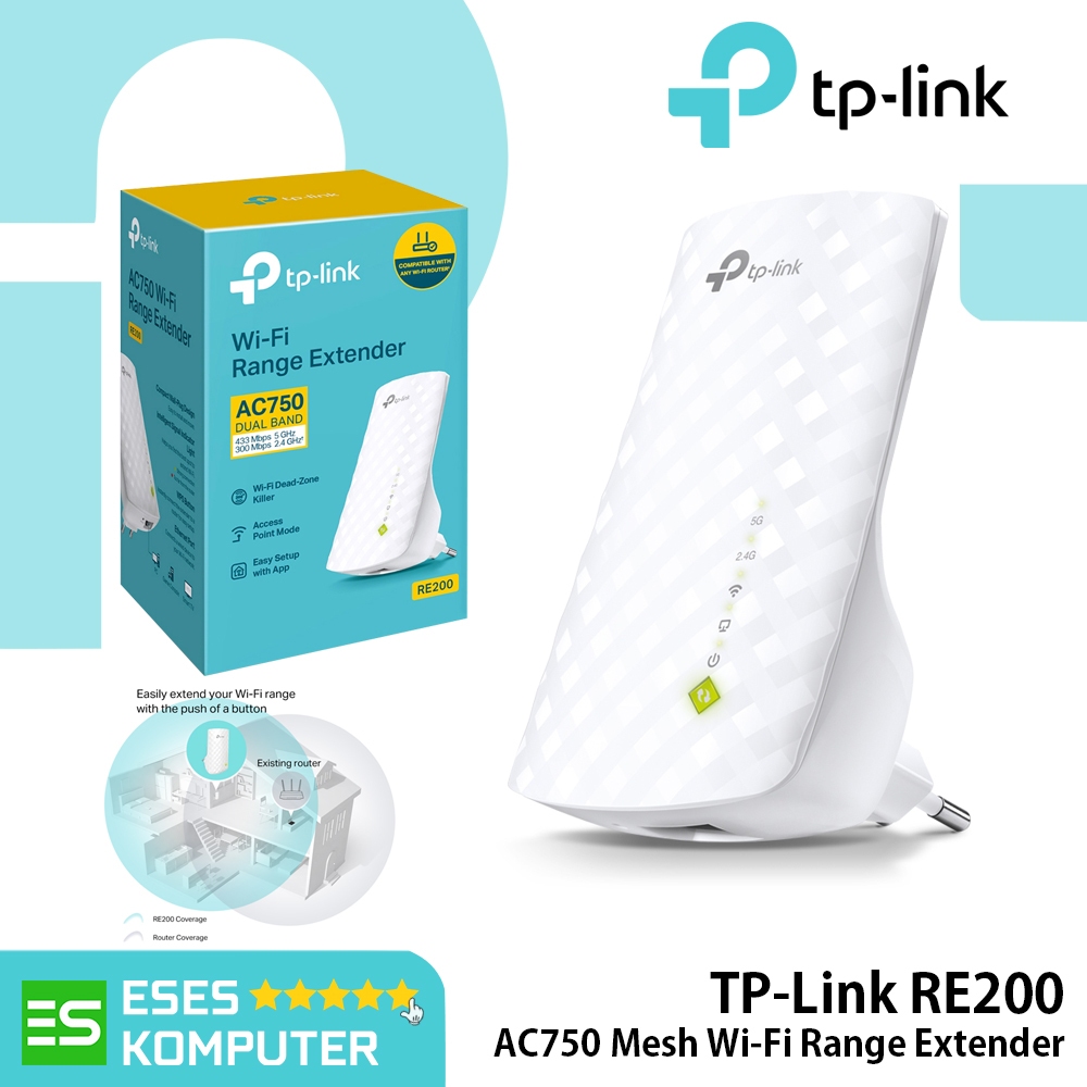 WiFi Range Extender TP-Link RE200 AC750 Mesh Wi-Fi Range Extender