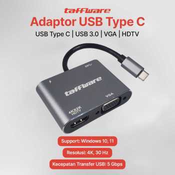 4 in 1 USB Type C เป็น HDTV VGA PD ชาร์จ 4K Windows 10 และ 11 D87 อะแดปเตอร์วิดีโอ