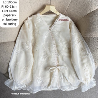 Lilianaa Top Papersilk embroidery Blouse Cantik