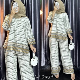 Setelan Wanita Rayon Premium Rafella Motif Viral/setelan Busui