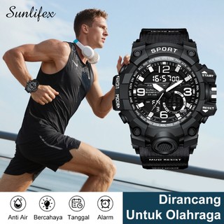Sunlifex D002 Jam Tangan Pria Digital Anti Air Tali Silikon Multifungsi Watch Keren Olahraga Cowok