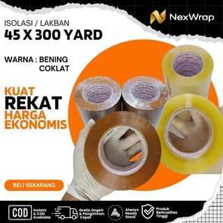 RABBIT TAPE 45x300 Yard Isolasi / Lakban Bening Coklat Sealer [nexwrap]