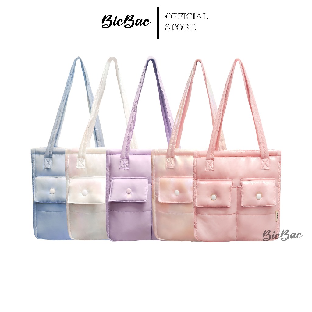 BICBACไหล่PILLOWแล็ปท็อปกระเป๋าแท็บเล็ตIPAD PUFFY PARACHUEกันน้ําBumPER PUFF PUFFER COLLEGE SCHOOLทํ