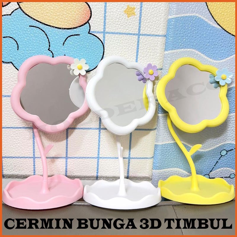 HA Mirror Flower 3D Aesthetic Stand Mirror Flower Glass Table Mirror Flower ของที่ระลึก