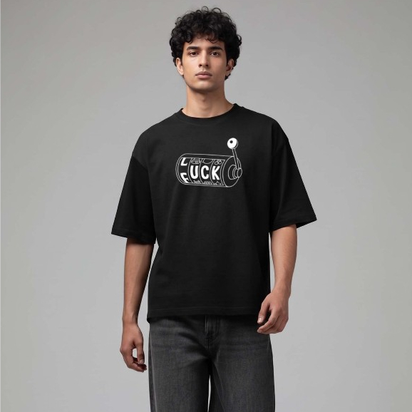 Anchorage Bear - Haagen Lucky F*ck Flock Tshirt 100% Cotton (16s) - สีดํา