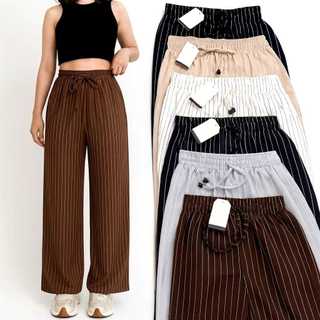 Celana Panjang Wanita Stripe Salur Everyday Pants bahan Knit Bangkok