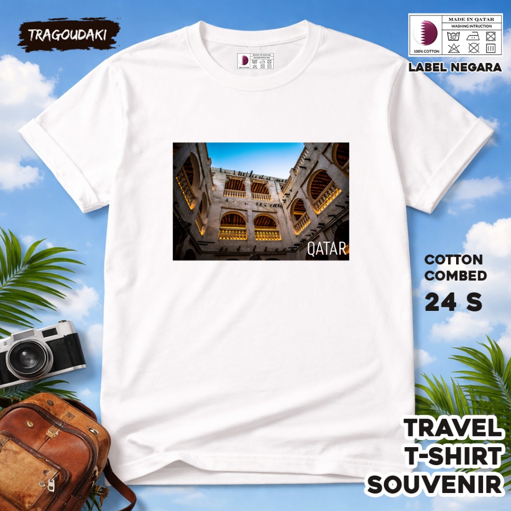 QATAR ของที่ระลึก T-SHIRT QATAR 18 ของที่ระลึก Shirt ผ้าฝ้ายหวี 24 ชิ้น