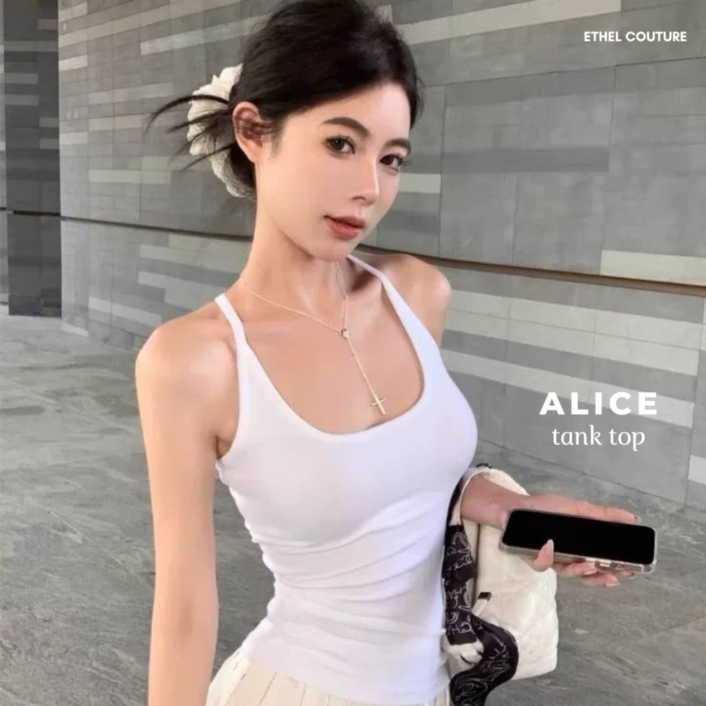 MERAH ETHEL COUTURE - Alice Tank Top / เสื้อกล้ามน่ารักสวย ถังกีฬา อาหารกลางวันรายวัน ปาร์ตี้พื้นฐาน